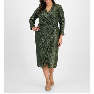 Green Sequin Wrap Dress